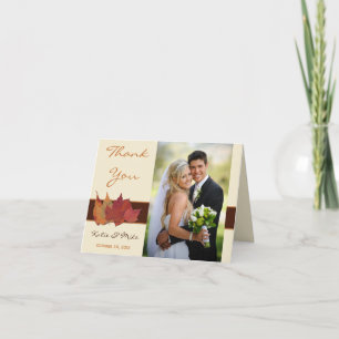 Cartão de Agradecimento Folhas Secas Laranja Marro