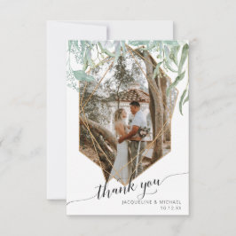 Cartão De Agradecimento Folhas Simples de Folha de Ouro Geométricas Modern