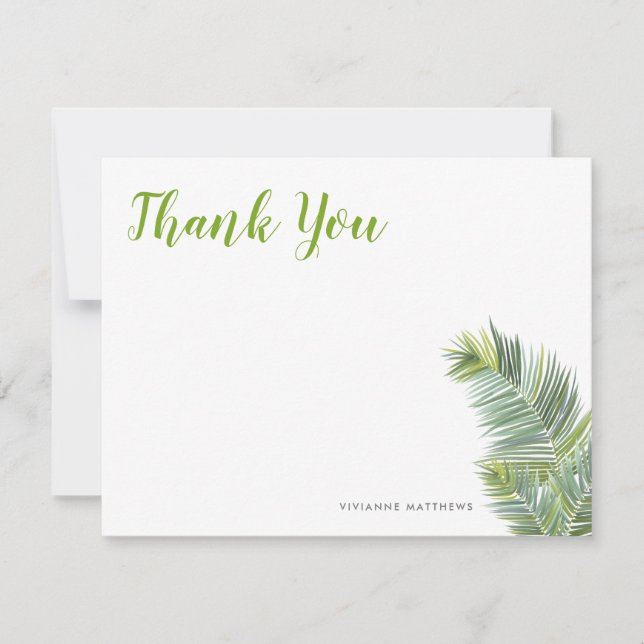Cartão De Agradecimento Folhas Tropicais Verdes (Frente)