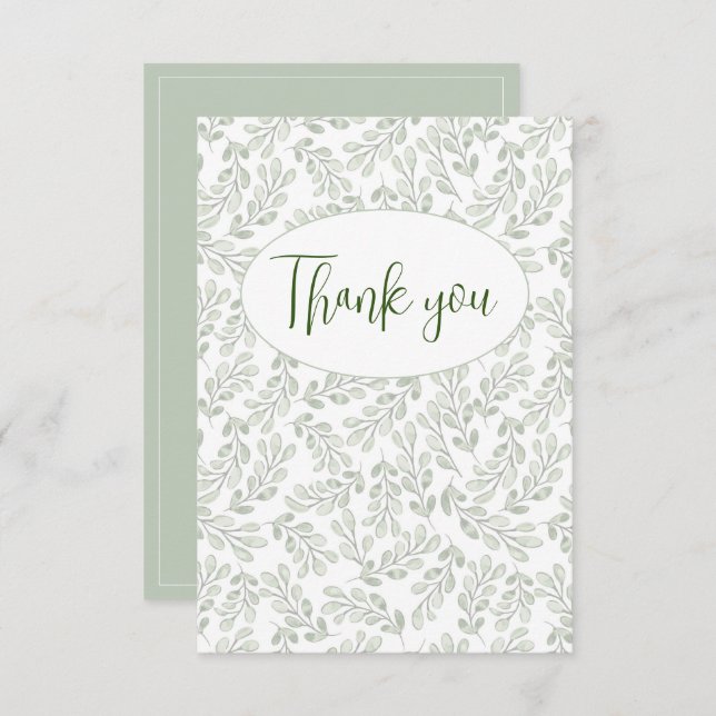 Cartão de Agradecimento Folhas Verdejantes (Frente/Verso)