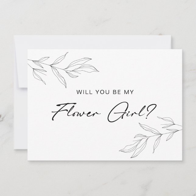 Cartão De Agradecimento Foliage Line Art Foliage Leaf Flower Girl Card (Frente)