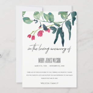 CARTÃO DE AGRADECIMENTO FOLIAGEM EUCALYPTUS DA PINTA VERDE SEMORIAL