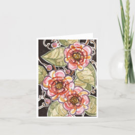 Cartão De Agradecimento Folk Art Floral Watercolor Notecard