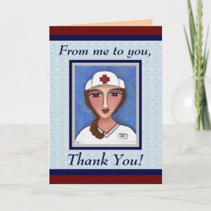 Cartão De Agradecimento Folk Art Nurse - RN / nursing thank you card