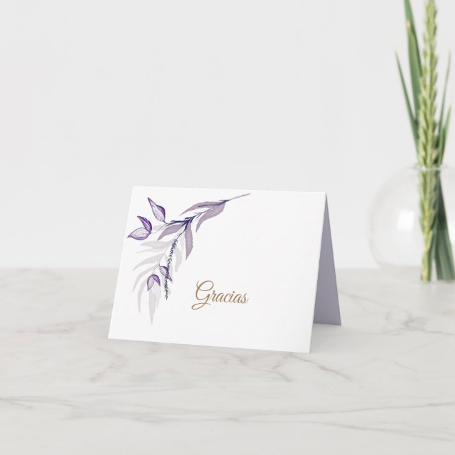Cartão De Agradecimento Follaje púrpura elegante simples (Frente)