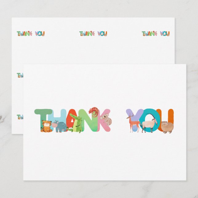 CARTÃO DE AGRADECIMENTO FONTE ZOOLÓGICA ANIMAL (Frente/Verso)