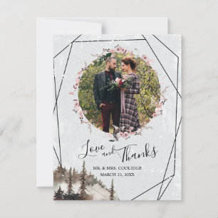 Cartão De Agradecimento Forest e Raven Floral Wreath Casamento Obrigado