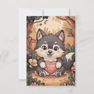 Cartão De Agradecimento Forest Pastel Wolf