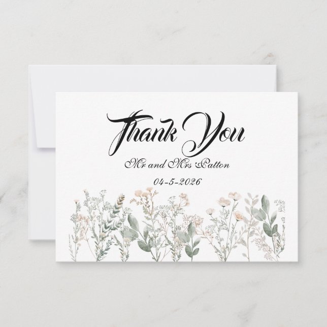 Cartão De Agradecimento Forest Wildflowers Thank You Card (Frente)