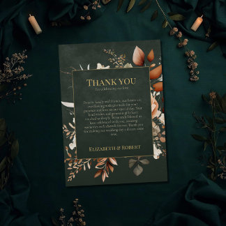 Cartão De Agradecimento Forest Witch Green Floral Wedding Thank You Card