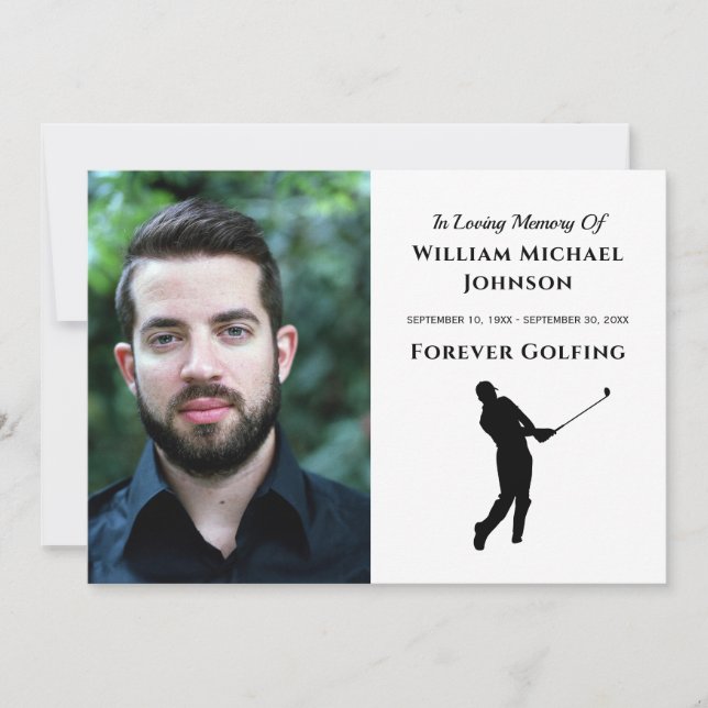 Cartão De Agradecimento Forever Golfing Custom Photo Memorial Funeral (Frente)