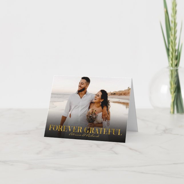 Cartão De Agradecimento Forever Grateful Gold Foil Casamento Obrigado Foto (Frente)