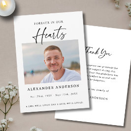 Cartão De Agradecimento Forever in Our Hearts Black White Memorial Funeral