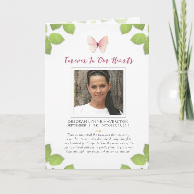 Cartão De Agradecimento Forever in Our Hearts Butterfly Photo Thank You (Frente)