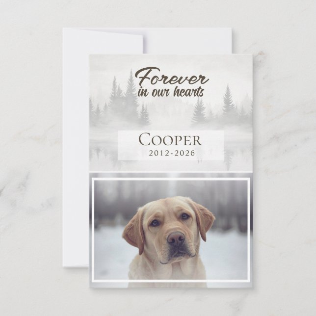 Cartão De Agradecimento Forever in our hearts Pet memorial custom (Frente)