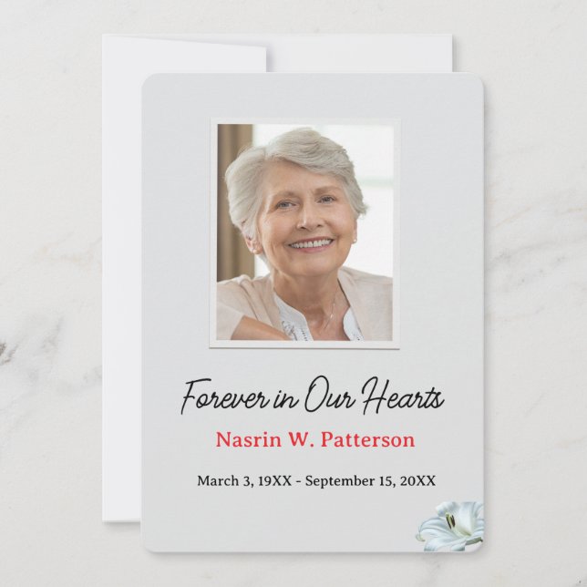 Cartão De Agradecimento Forever in Our Hearts Photo Funeral Memorial (Frente)