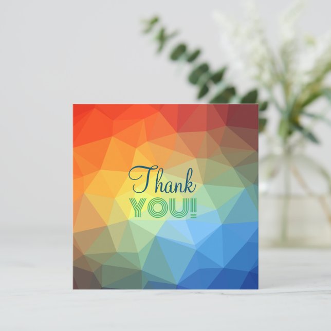 Cartão De Agradecimento Forma Geométrica Arco-Íris Moderna Personalizada (Em pé/Frente)