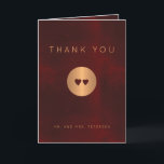 Cartão De Agradecimento Formal burgundy gold Christmas wedding photo<br><div class="desc">Dark red burgundy antique velvet and gold copper simple modern typography making a classy glamorous new mr and mrs thank you photo wedding elegant folded card with two little hearts inside a metallic like circle, your custom photo and a beautiful winter botanical floral bouquet. Easy to personalize with your text...</div>