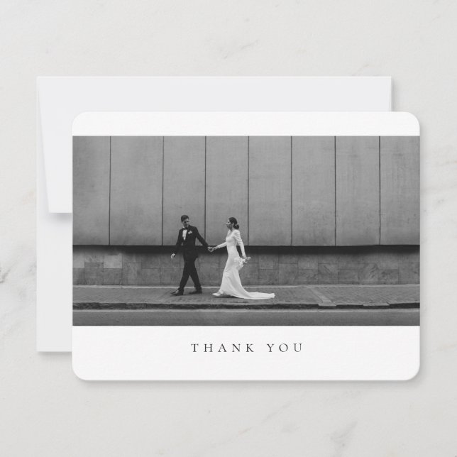 Cartão De Agradecimento Formal Classic Wedding Photo Rounded (Frente)