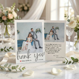 Cartão De Agradecimento  Formal Classic Wedding Photo Thank You Card