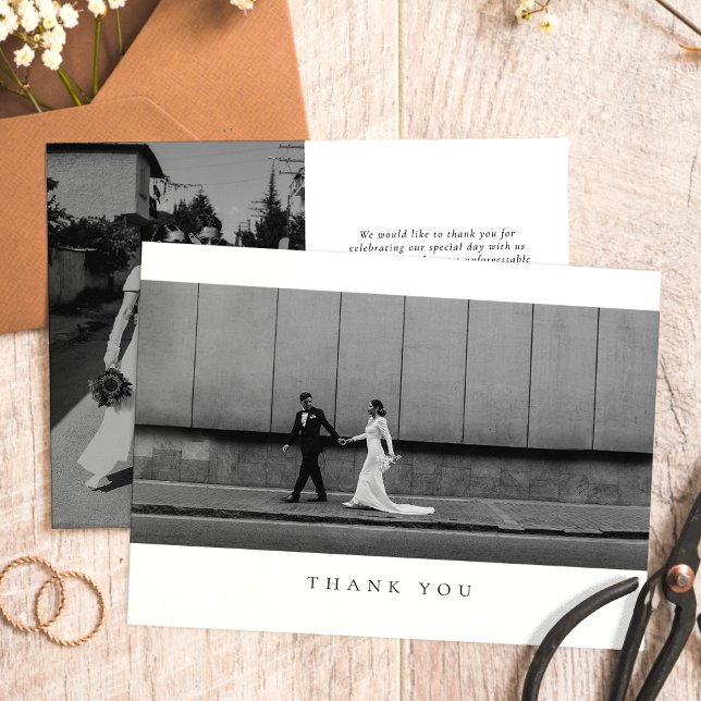 Cartão De Agradecimento Formal Classic Wedding Photo Thank You Card (Criador carregado)