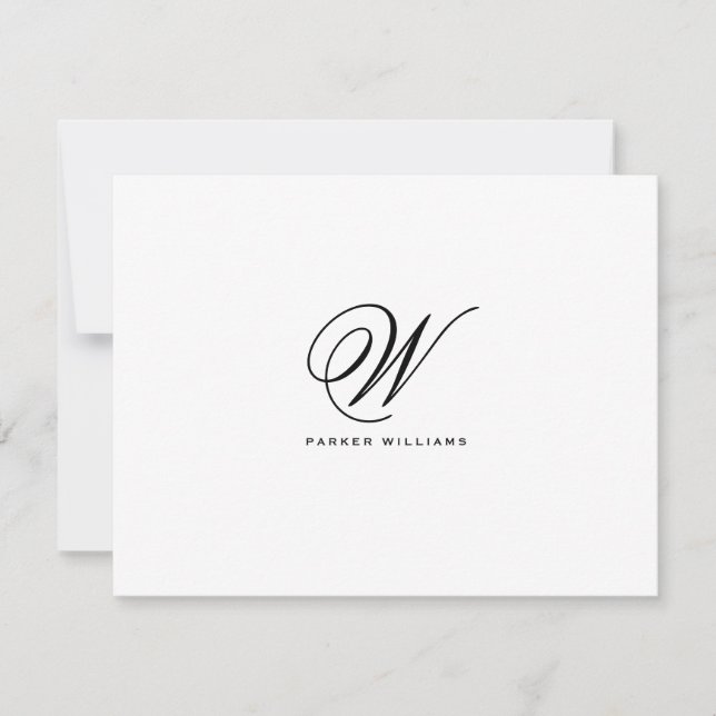 Cartão de Agradecimento Formal Clássico Monogramad (Frente)