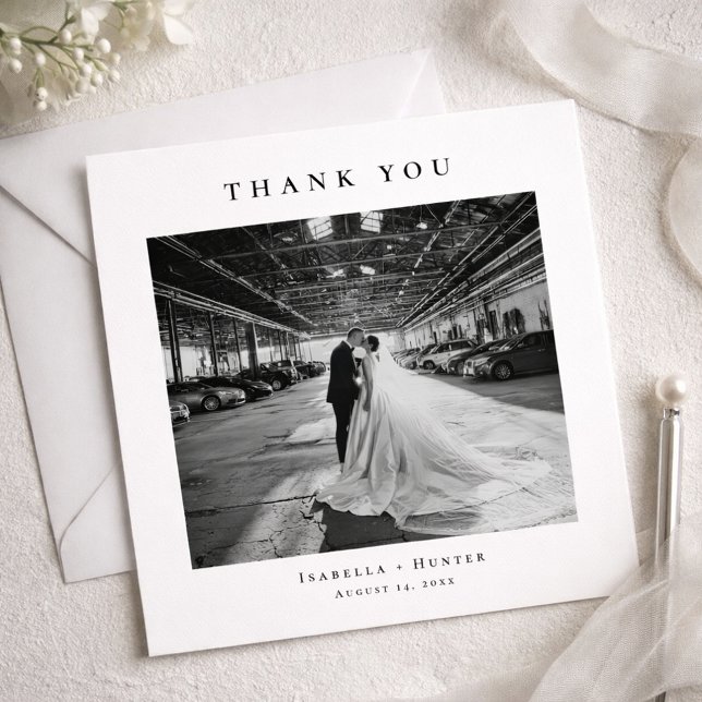 Cartão De Agradecimento Formal Wedding Photo Thank You Card With Note (Criador carregado)