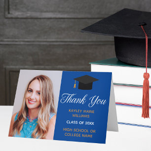 Cartão De Agradecimento Formando Clássico de Foto para Graduação Dourad
