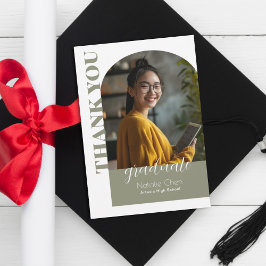 Cartão De Agradecimento Formando de Fotografia do Arch Verde Modern Sage