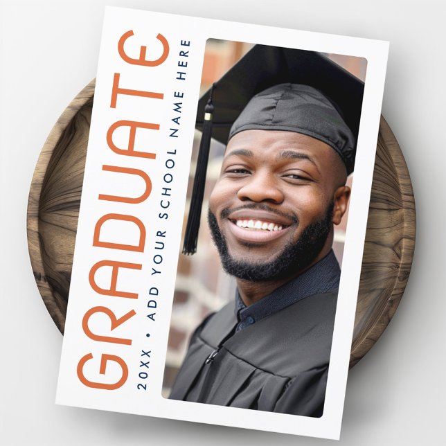 Cartão De Agradecimento Formando de fotos do ano de graduação moderna (Modern graduation year photo graduate thank you card)