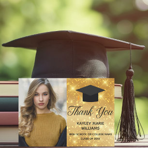 Cartão De Agradecimento Formando de Graduação do Sparkle Dourado Chic 20