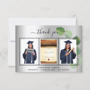 Cartão De Agradecimento Formando de graduação eucalipto com fotografia pra