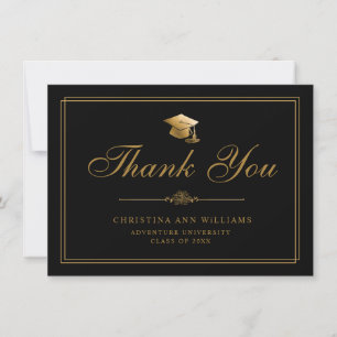 Cartão De Agradecimento Formando de Script Dourado Elegante Graduação em