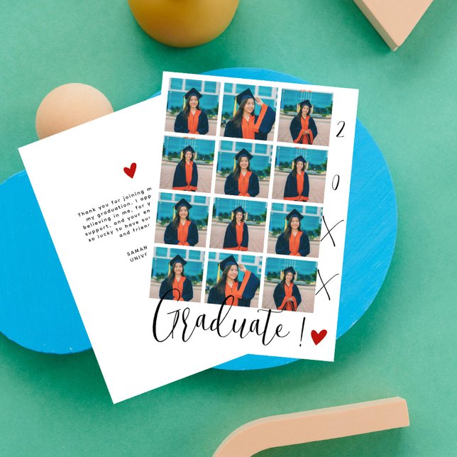 Cartão De Agradecimento Formando de Script Moderno 12 Colagem de Fotos Obr (Criador carregado)