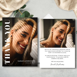 Cartão De Agradecimento Formando moderno para trás e Graduação de Foto Bra