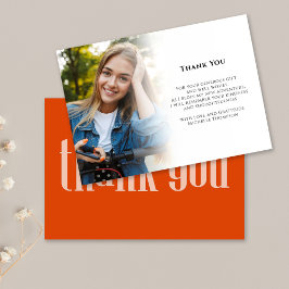 Cartão De Agradecimento Formando Obrigado Foto Moderna Tipografia Laranja