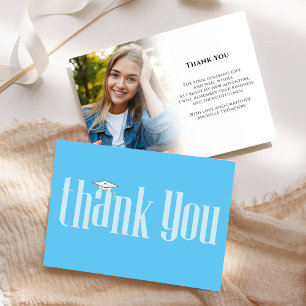Cartão De Agradecimento Formando Obrigado Modern Photo Carolina Blue