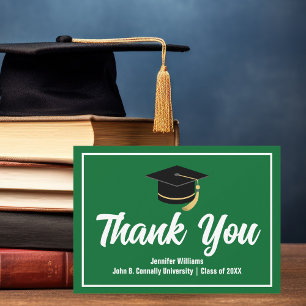Cartão De Agradecimento Formando Personalizado de Graduação em Branco Verd