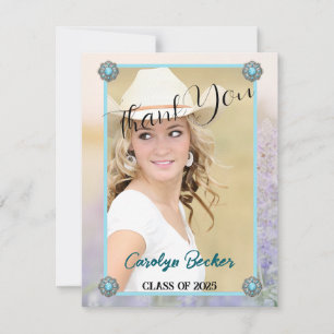 Cartão De Agradecimento Formatação de Foto de Cowgirl do Estilo Ocidental 