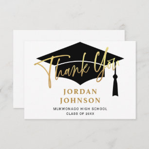 Cartão De Agradecimento Formatação Negra Moderna e Simples Ouro
