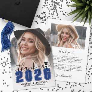 Cartão De Agradecimento Formatura da Foto Azul