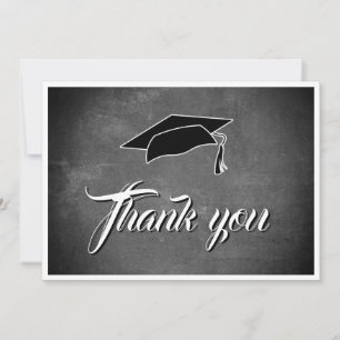 Cartão De Agradecimento Formatura em Quadro Negro Cinza Moderno