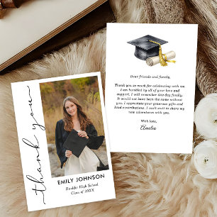 Cartão De Agradecimento Formatura Minimalista Elegante