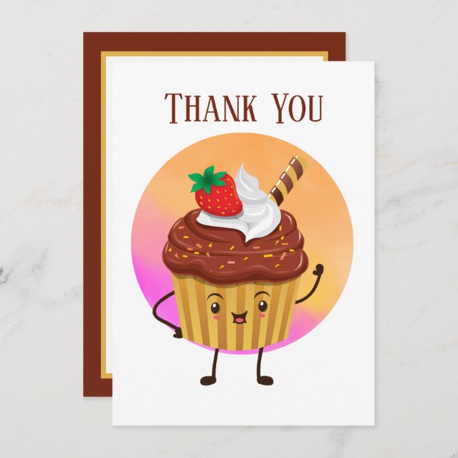 Cartão De Agradecimento Fornecedores de cupcakes bonitos ou padeiros Obrig (Frente/Verso)