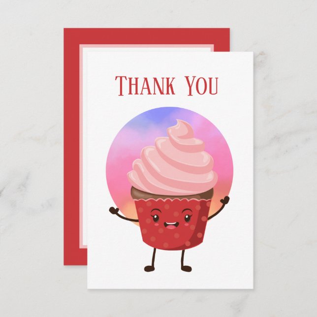 Cartão De Agradecimento Fornecedores de cupcakes bonitos ou padeiros Obrig (Frente/Verso)