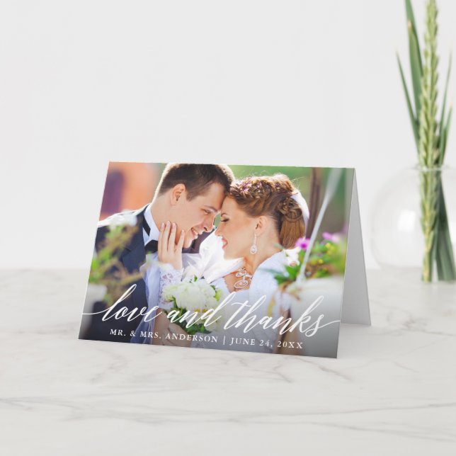 Cartão De Agradecimento Forragem de Casamento por Caligrafia Moderna e Obr (Frente)