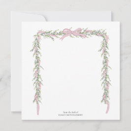 Cartão De Agradecimento Forro de envelope com guirlanda de laço rosa