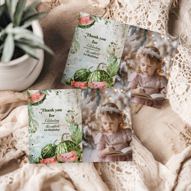 Cartão De Agradecimento Foto 1rua Melancia Aniversário (Criador carregado)