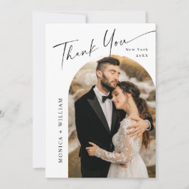 Cartão De Agradecimento Foto 5 de Casamento de Escrita Manual Minimalista 