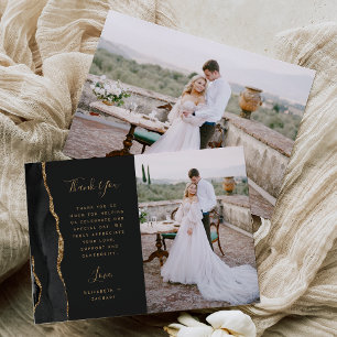Cartão De Agradecimento Foto Ágata Preta Casamento Roscas Douradas